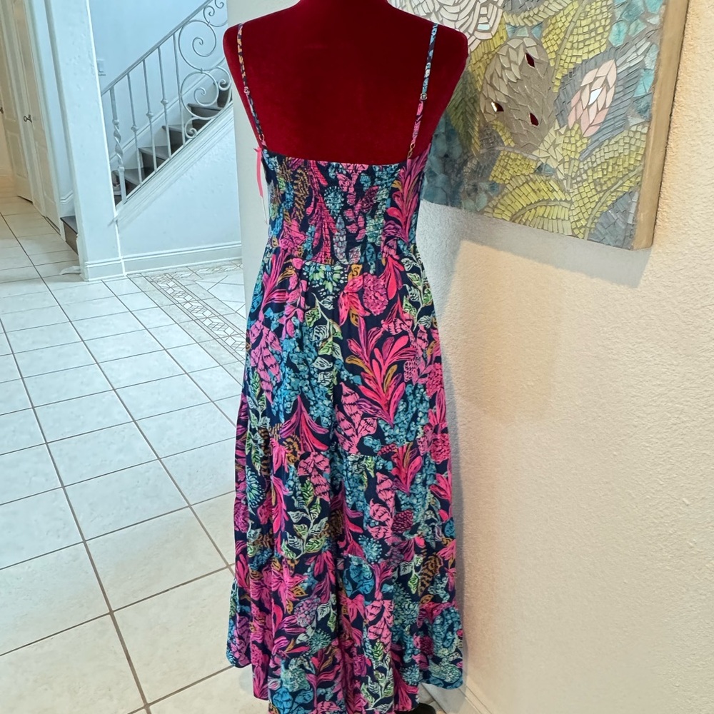 NWT Sz 0 Lilly Pulitzer Joellane Tiered Maxi in Aegean Navy Calypso Coast - Picture 9 of 12